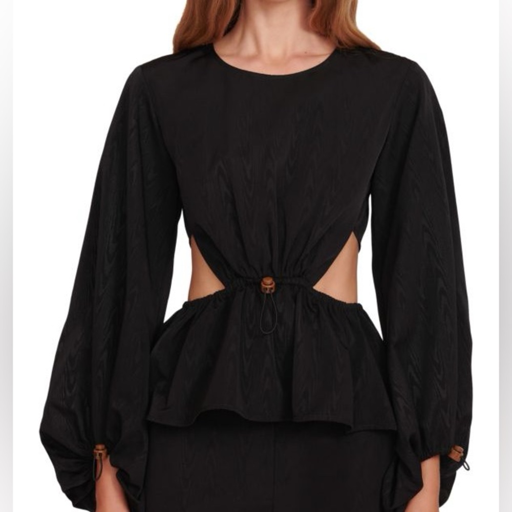 Staud Like New Ivy Long Sleeve Peplum Cut Out Top Size Small